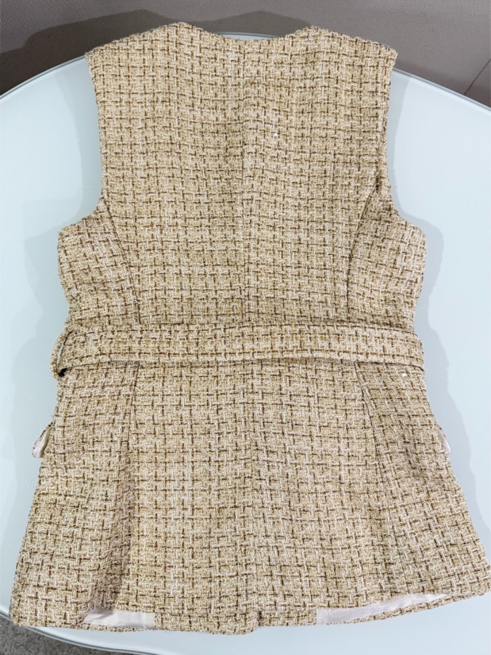 Zara Women's Textured Tweed Waist Coat Belt Long Vest Size M Blogger Fav - Picture 3 of 8